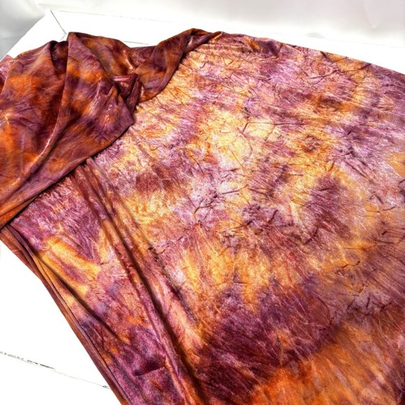 Poly Velvet Tye Dye 2 yrds Soft Purple Orange yellow Vtg - Picture 4 of 8